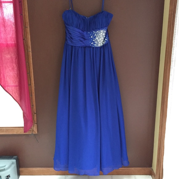 Royal Blue Chiffon Belted Dress